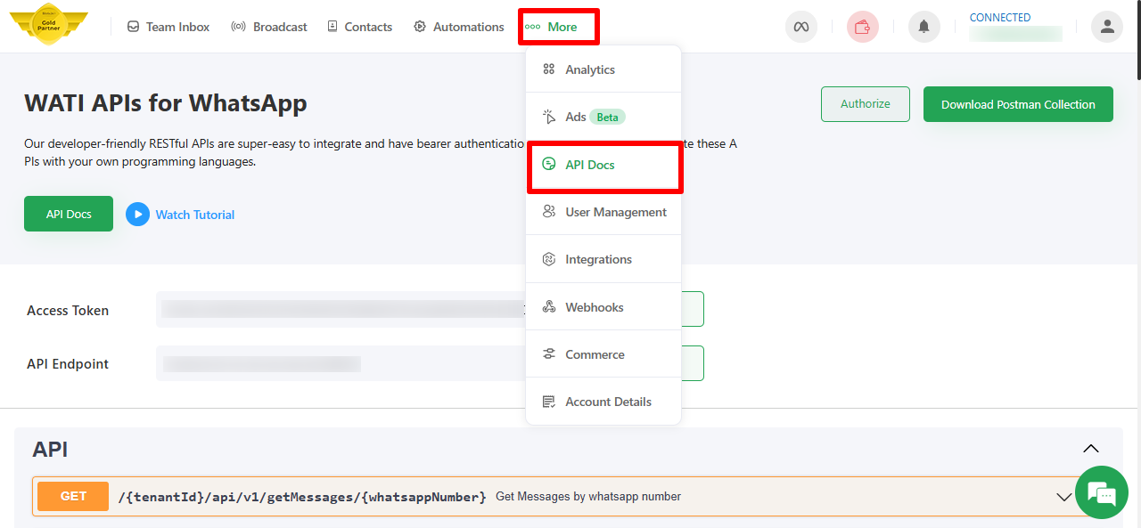 Login into Wati Account
